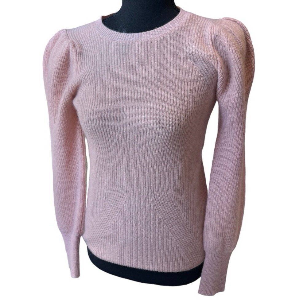 Minnie Rose Powder Pink Puff Sleeve Crewneck Sweater